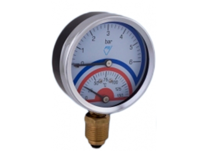 TERMOMANOMETER 0-6bar,0-120stupne spodný
